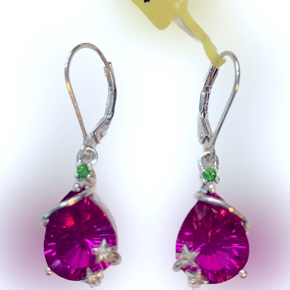 Orchid Quartz, Platinum Over Sterling Silver Lever Back Earrings TGW 10.25 cts.